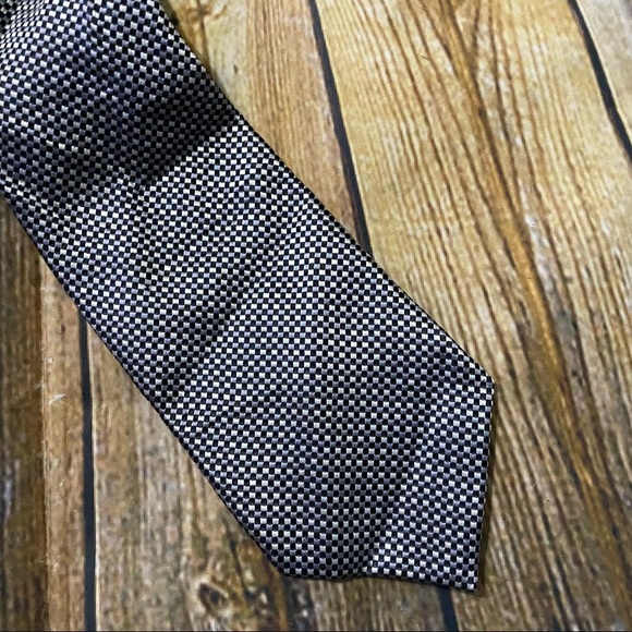 Bruno Piattelli Mens Black Silver Pure Silk Plaid Neck Tie - Picture 2 of 3